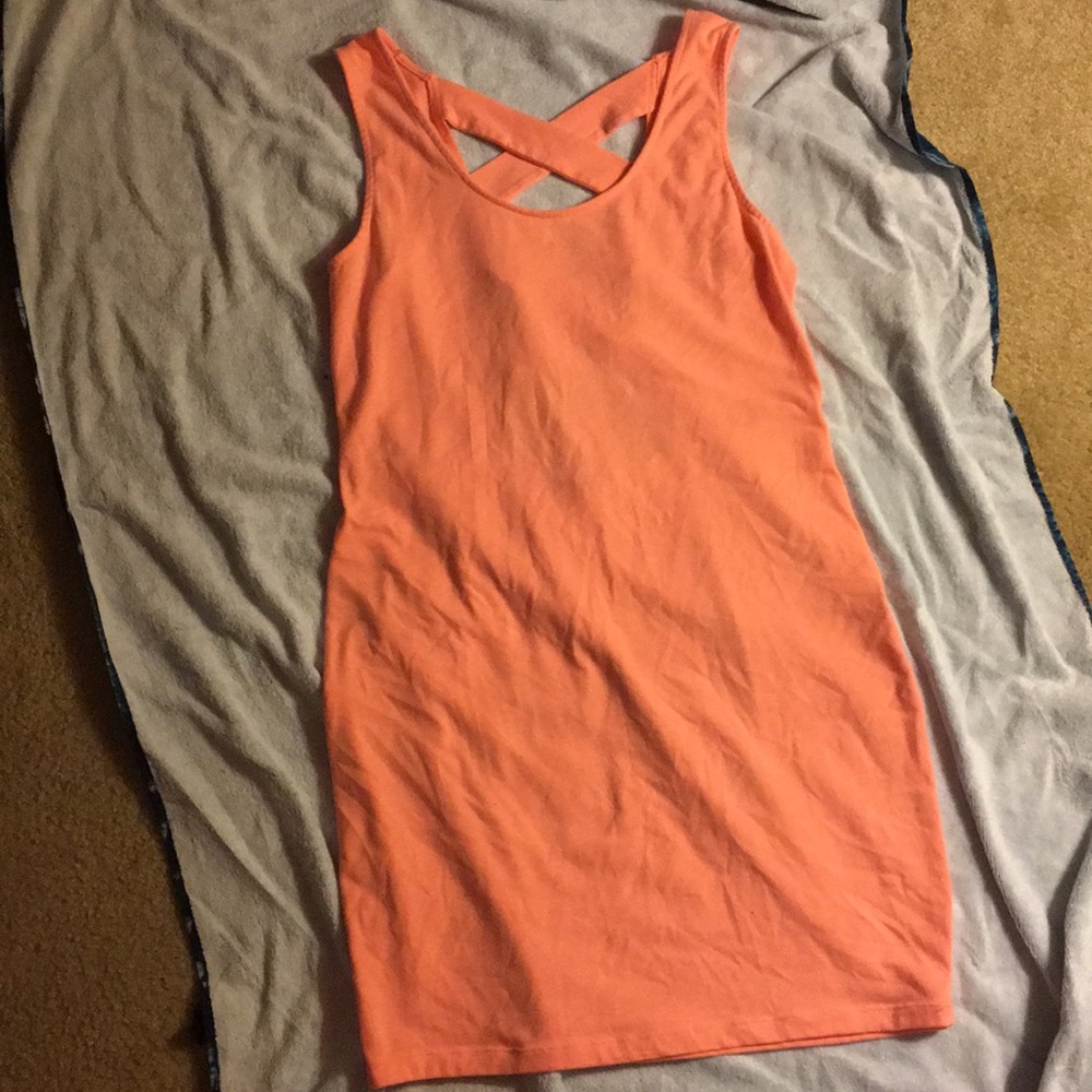 Neon orange body con dress